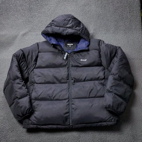 New ONLY NY Packable Snorkel Puffer Down Jacket Nylon Black Mens 2XL XXL